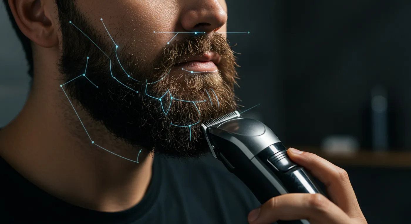 A man shaping his beard